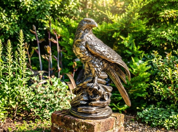 Eagle on a Rock Metal Garden Ornament