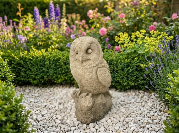 Barn Owl Garden Ornament in Stone
