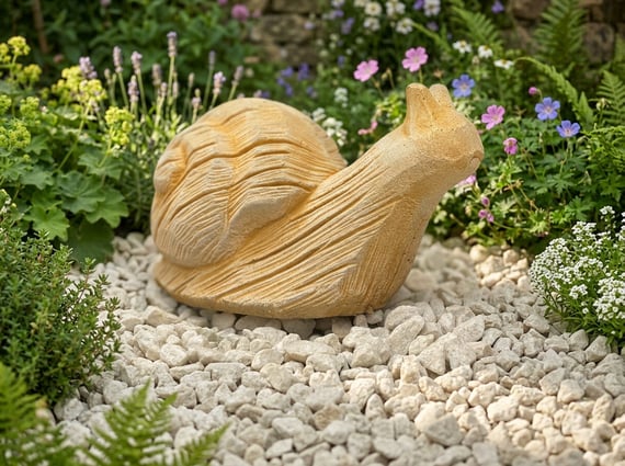 Sleepy Snail Garden Ornament in Sandstone