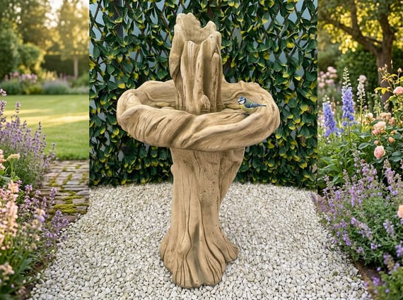 Blue Tit Birdbath in Stone