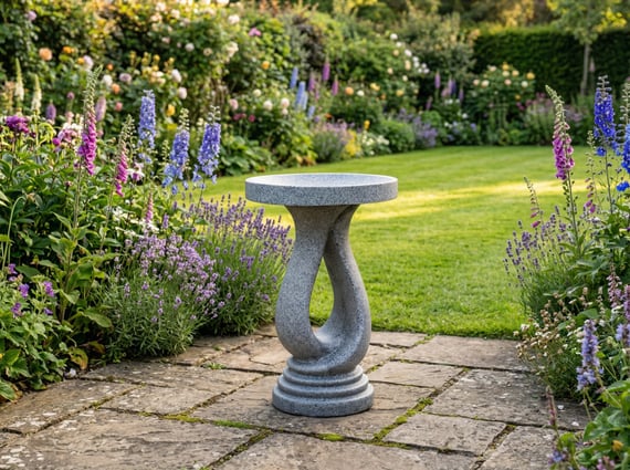 Looping Stone Birdbath in Grey