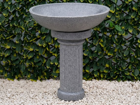 Round Stone Birdbath in Grey