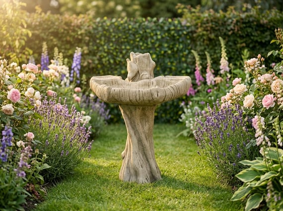 Nuthatch Birdbath in Stone