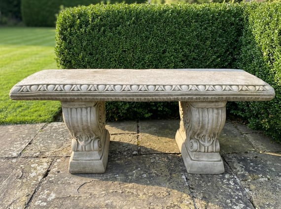 Gothic Stone Garden Bench in Stone