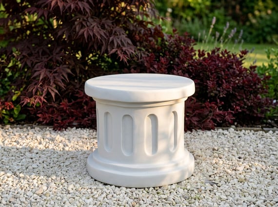 Large Round Garden Ornament Plinth in White