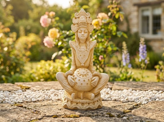 Sitting Princess Stone Garden Ornament in Sandstone