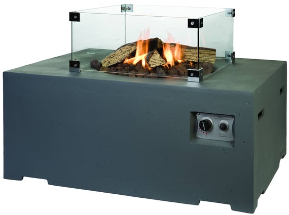 Happy Cocooning Rectangular Grey Gas Fire Bowl