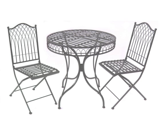 Hampton Grey Metal Garden Bistro Set