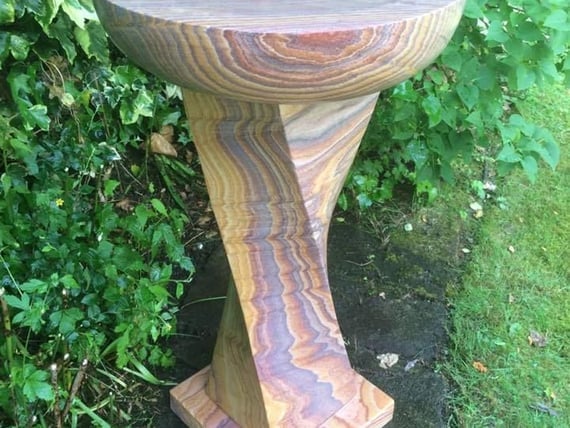 Twisted Column Rainbow Sandstone Birdbath Large