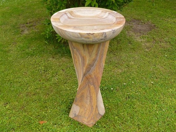 Twisted Column Rainbow Sandstone Birdbath