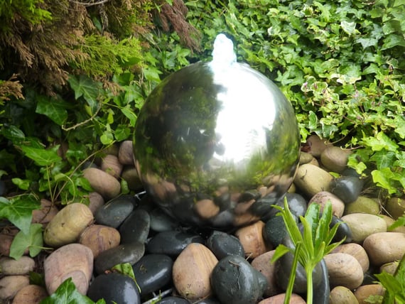 Medium Stainless Steel Babbling Sphere Water Feature