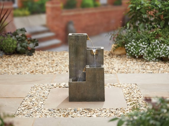 Wooded Pillars Water Feature with LED