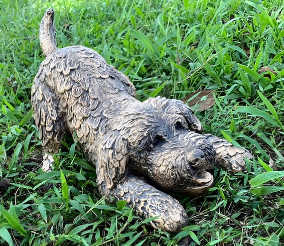 Playful Cockapoo Garden Ornament in Bronze Finish