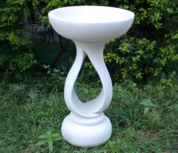 Contemporary Bird Bath in White
