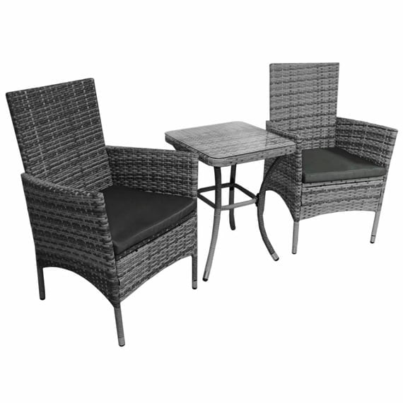 Radiant 3 Piece Rattan Bistro Set Grey