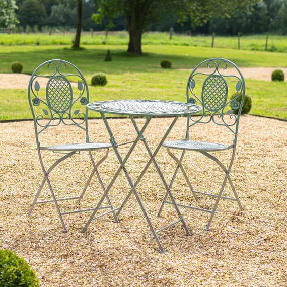 Yoxford Metal Garden Bistro Set Vintage Green