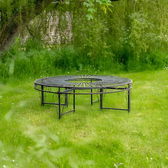 Vintage Iron Curved Garden Bench Pair