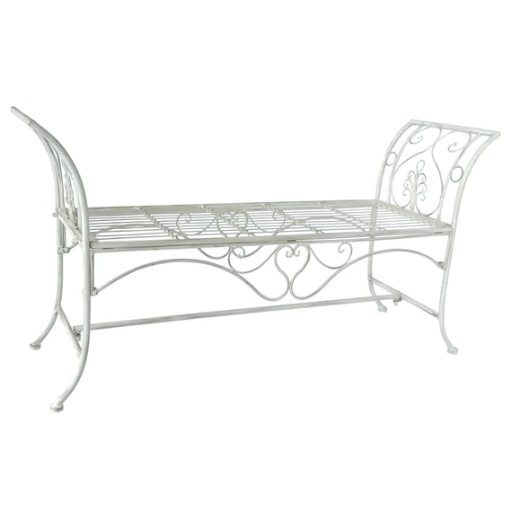 Longhope Cream Metal Garden Bench