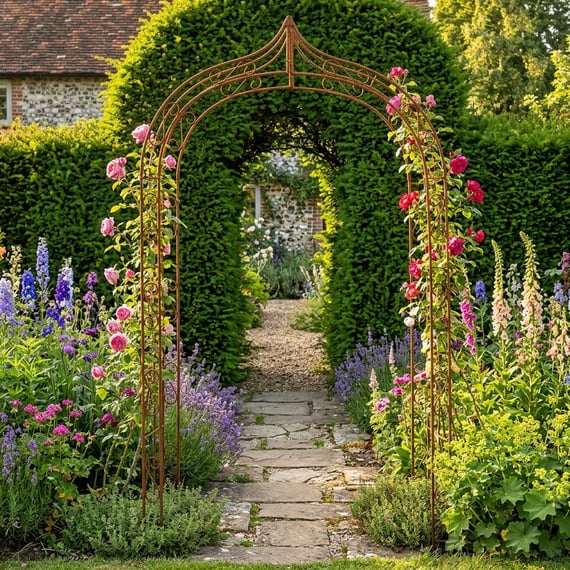 Gothic Antiqued Metal Garden Arch