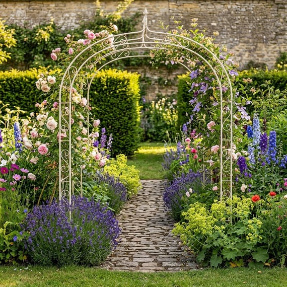 Parisienne Metal Garden Tunnel in Cream