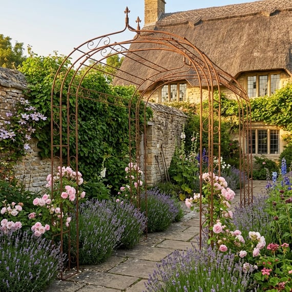 Parisienne Metal Garden Tunnel in Rusted Iron