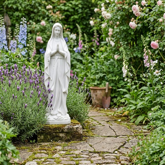 Mary Garden Statue in White