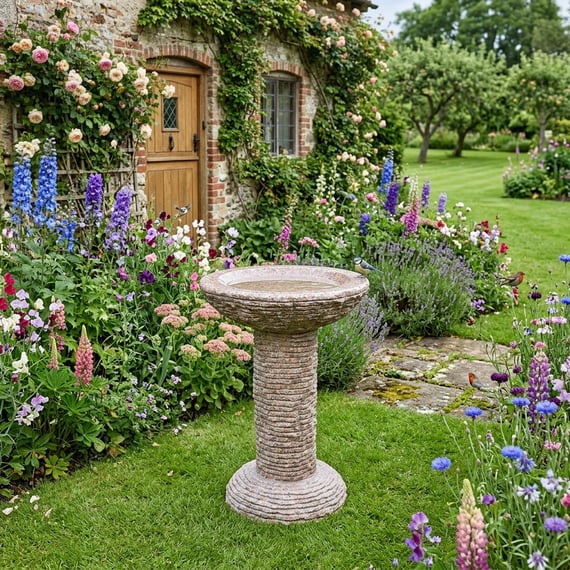 Cascade Pink Granite Bird Bath