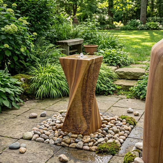 Chubby Twisted Column Sandstone Water Feature