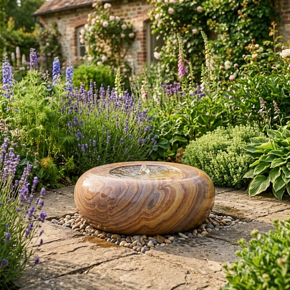Curved Sandstone Bowl Water Feature