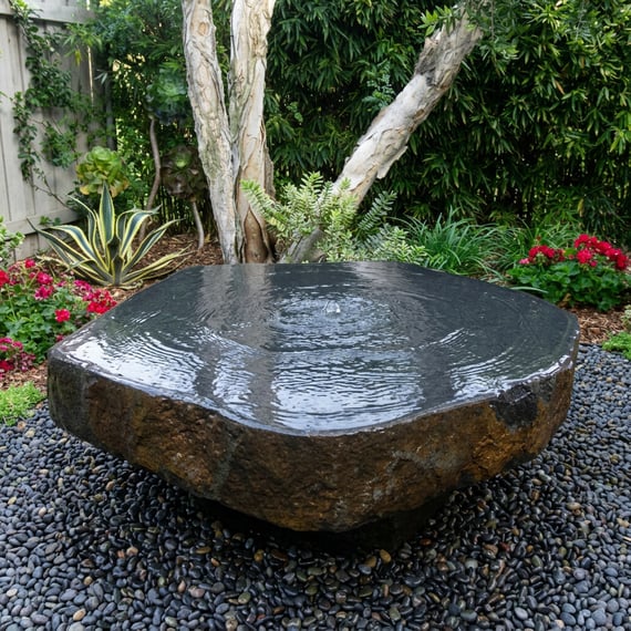 Large Basalt Slab Water Feature