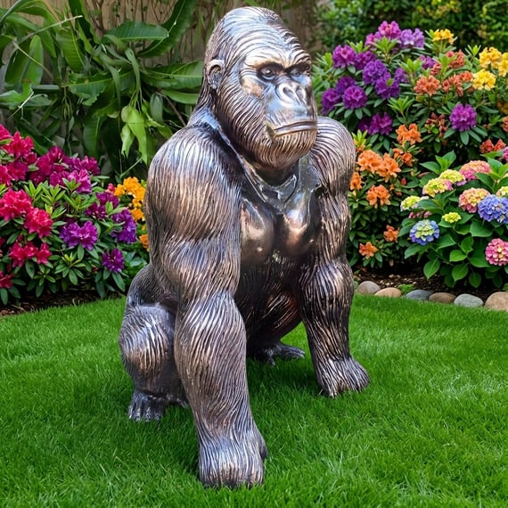 Large Gorilla Garden Ornament in Bronze