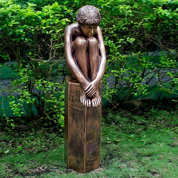 Sophia on Column Garden Statue in Bronze