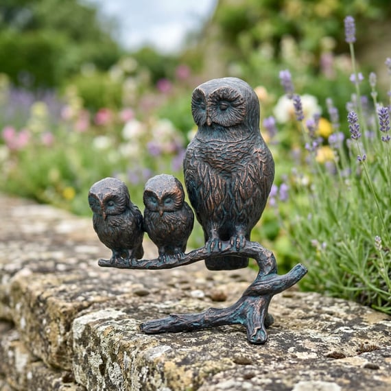 Family of Owls Metal Garden Ornament