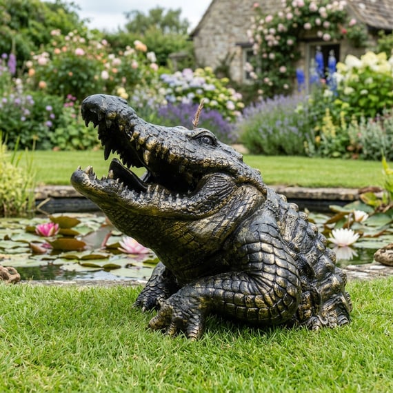 Half Alligator Metal Garden Ornament