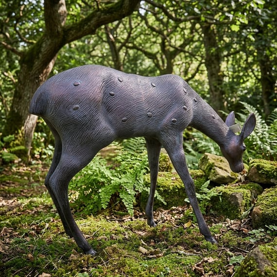 Grazing Doe Garden Sculpture Ornament Medium