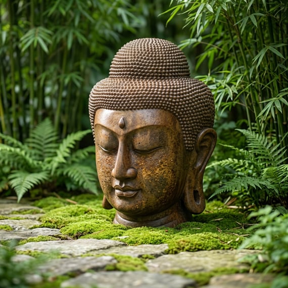 Grand Buddha Head Stone Statue