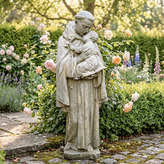 Saint Anthony Holding a Child Stone Garden Statue