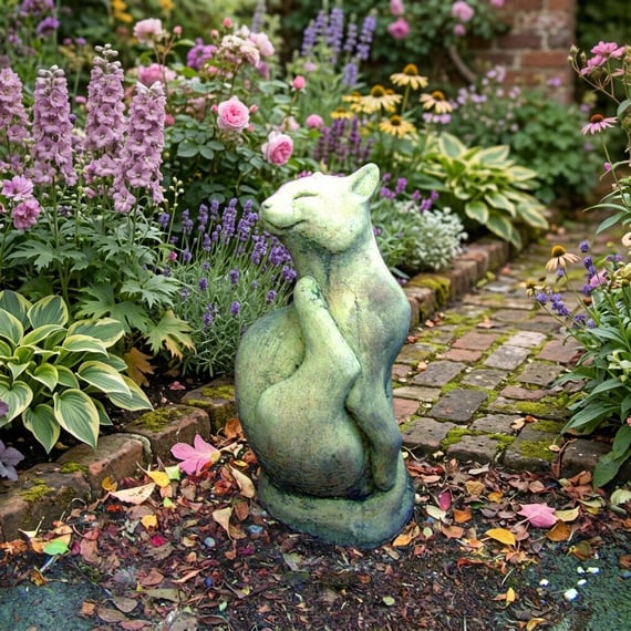 Scratching Cat Statue