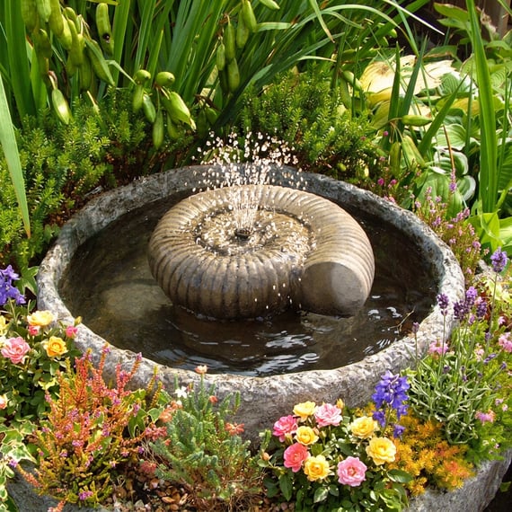 Large Ammonite Stone Fountain