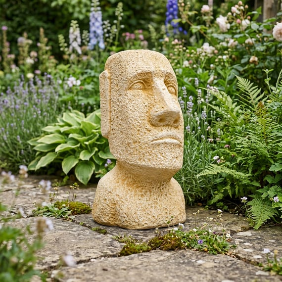 Moai Head Garden Statue in Sandstone