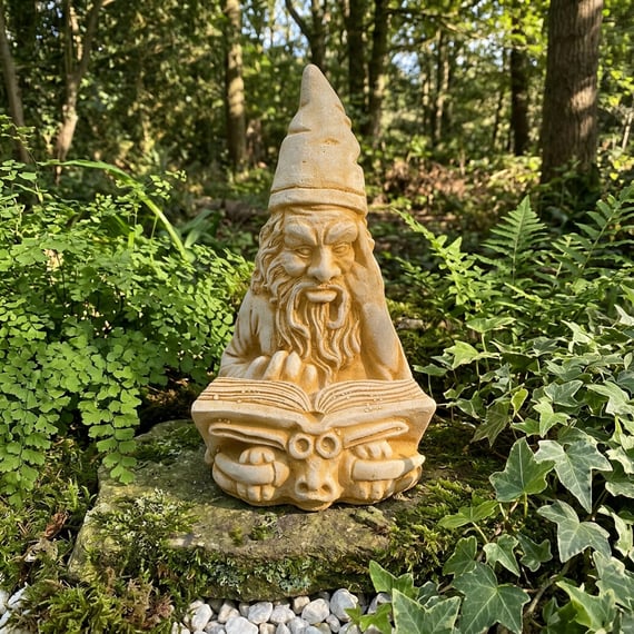 Reading Wizard Stone Garden Ornament in Sandstone