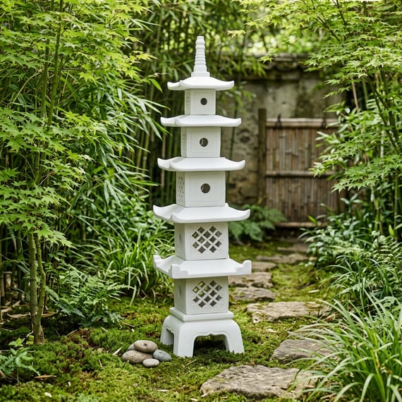 5 Tier Pagoda Garden Ornament in White