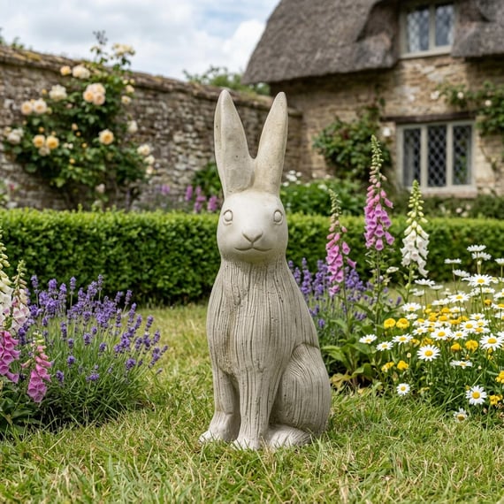Standing Rabbit Garden Ornament in Stone