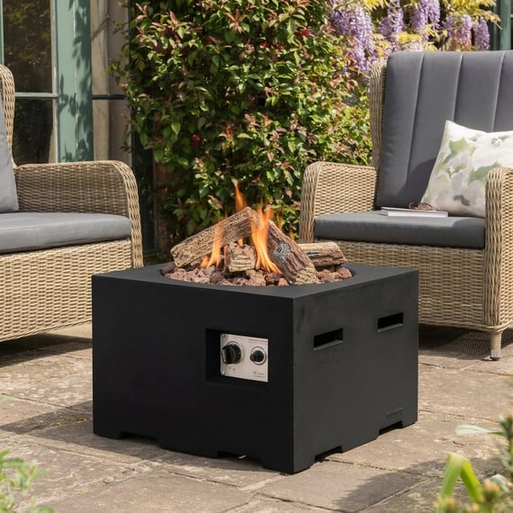 Happy Cocoon 60cm Small Square Black Fire Pit