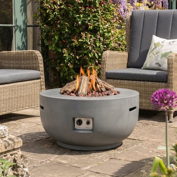 Happy Cocoon 91cm Round Bowl Grey Fire Pit