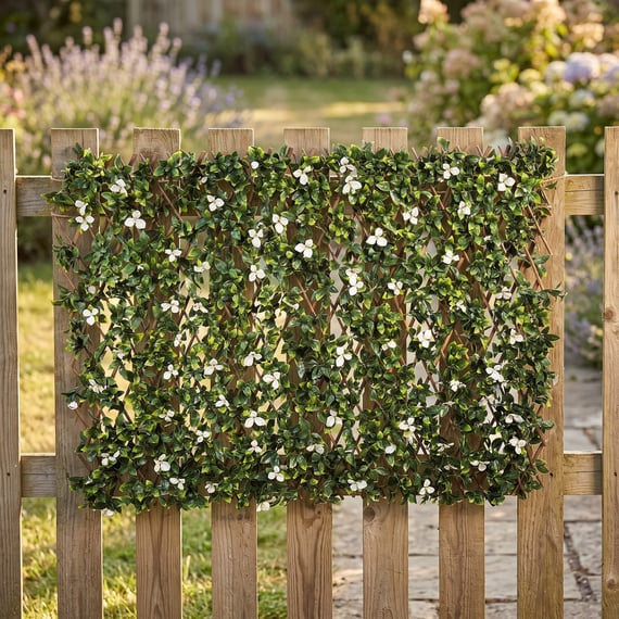 1.3m Willow Trellis Artificial White Gardenia