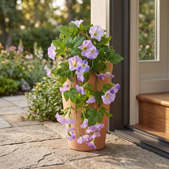 Artificial Flowering Petunia Bush Purple 55cm
