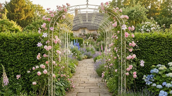 Cream Metal Garden Arch Tunnel