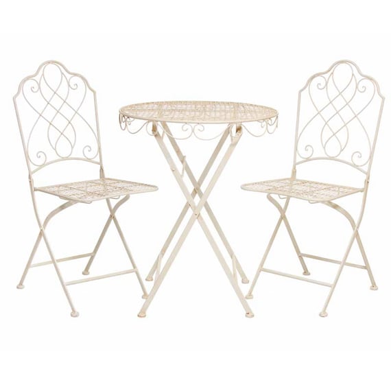Abbotsbury Antiqued Cream Metal Garden Bistro Set