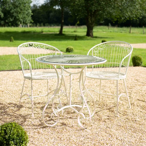Blaydon Metal Bistro Set with Glass Table Top
